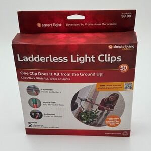 50 Ct Ladderless Christmas Light Clips Gutter Shingle Clip Set Clear NEW
